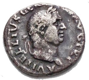 obverse: Vitellio (69), Roma. AR Denarius (3,3gr. – 19mm.). Rome. d/ A VITELLIVS GERM IMP AVG TRP r/ Vittoria seduta a sinistra con ghirlanda e palma. BB. R