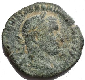 obverse: Trebonianus Gallus (251-253), Sestertius, Rome, AD 251-253; AE (g 17,68; mm 29,9); IMP CAES C VIBIVS TREBONIANVS GALLVS AVG, laureate, draped and cuirassed bust r., Rv. PAX AVGG, Pax standing l., holding branch and transverse sceptre; in field, S - C. RIC 115a; C 78. Intact. Green patina, very fine.