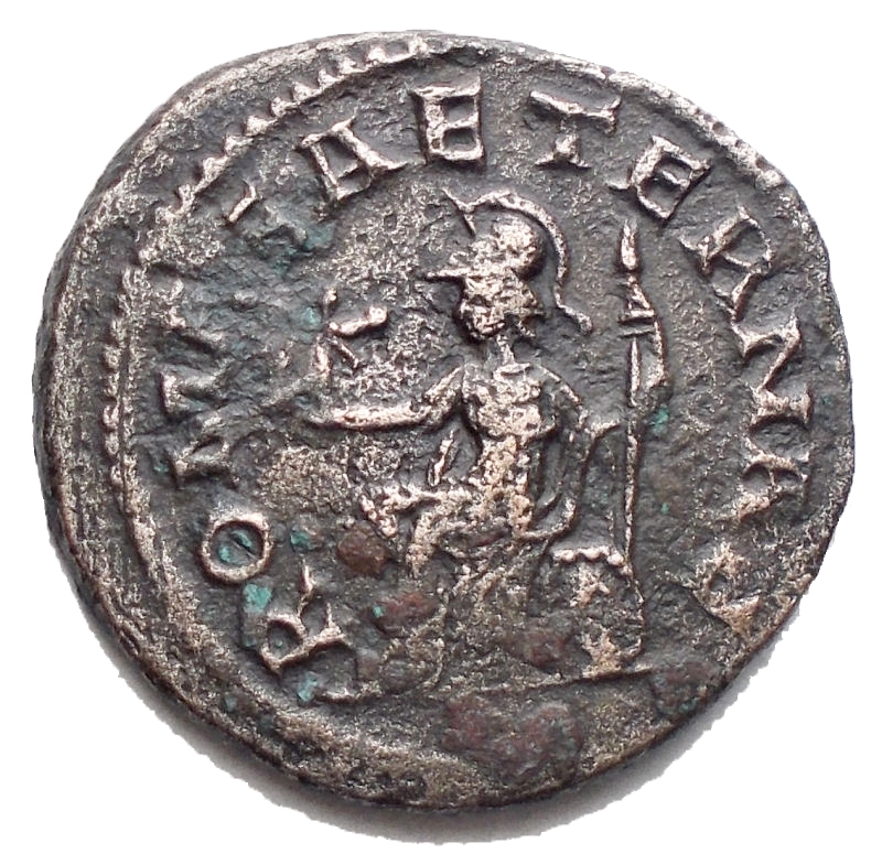 reverse: Macrianus. Usurper, AD 260-261. AR Antoninianus (20,7 mm. 4,07 g). AD 260-261. Samosata mint. Bust right / Roma seated left on shield, holding spear with left hand and crowning Victory in right hand. VF. 