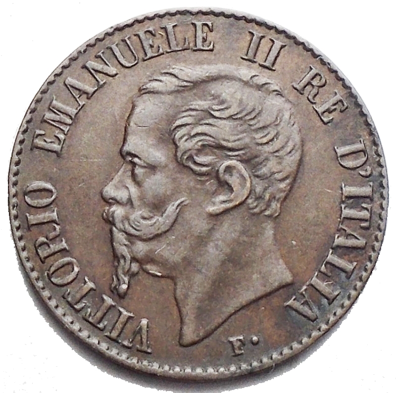 obverse: Casa Savoia - Vittorio Emanuele II. 1 Centesimo 1867. Milano. Rame. 