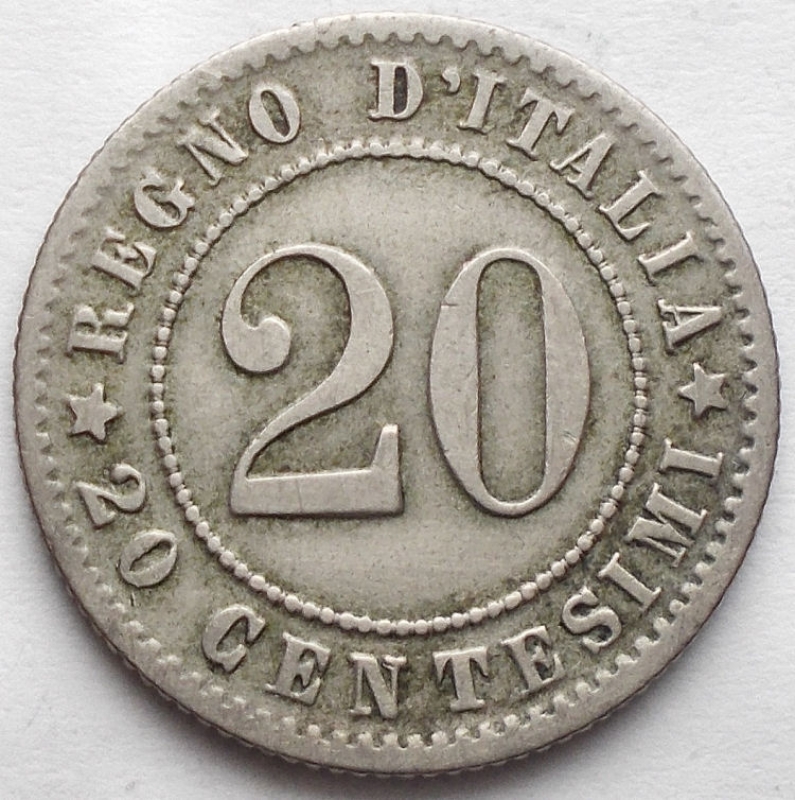 reverse: REGNO D  ITALIA - UMBERTO I - 20 CENTESIMI 1894 ROMA