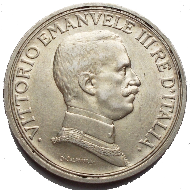 obverse: Casa Savoia - Vittorio Emanuele III (1900-1943). 2 lire 1915. Pag. 738. Mont. 155. AG. SPL