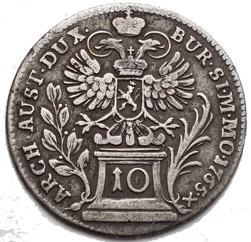 obverse: Austria Maria Theresia 10 Kreuzer 1765