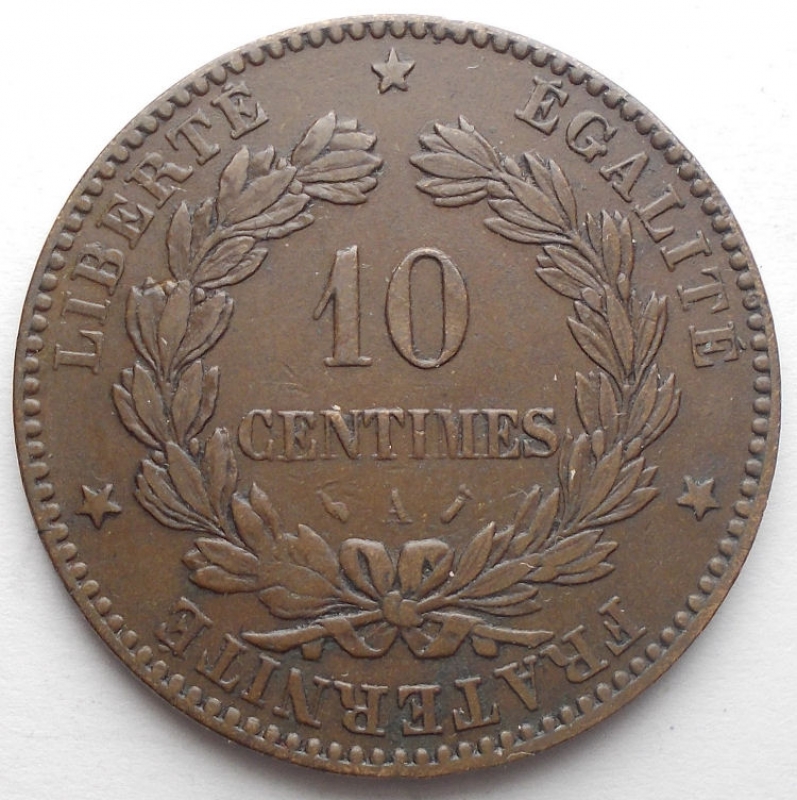 obverse: Francia, Cerere, 10 centesimi, 1896 A, bronzo, km:815