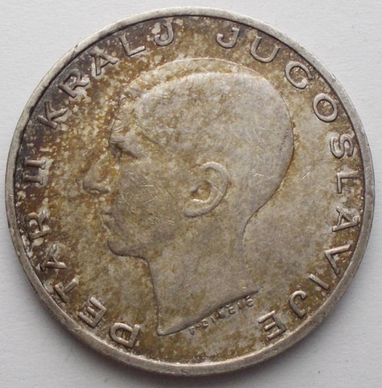 reverse: Jugoslavia Petar II 20 dinari argento 1938