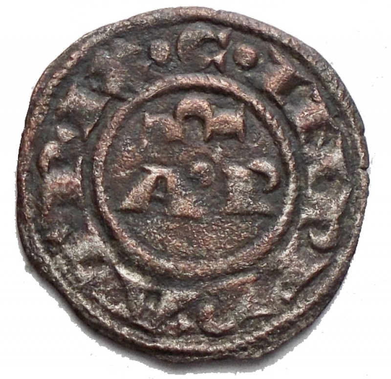 reverse: Brindisi. Enrico VI (1190-1198) Denaro. D/ AP. R/ Croce. Sp. 30. MI. g 0.78. mm 17,16