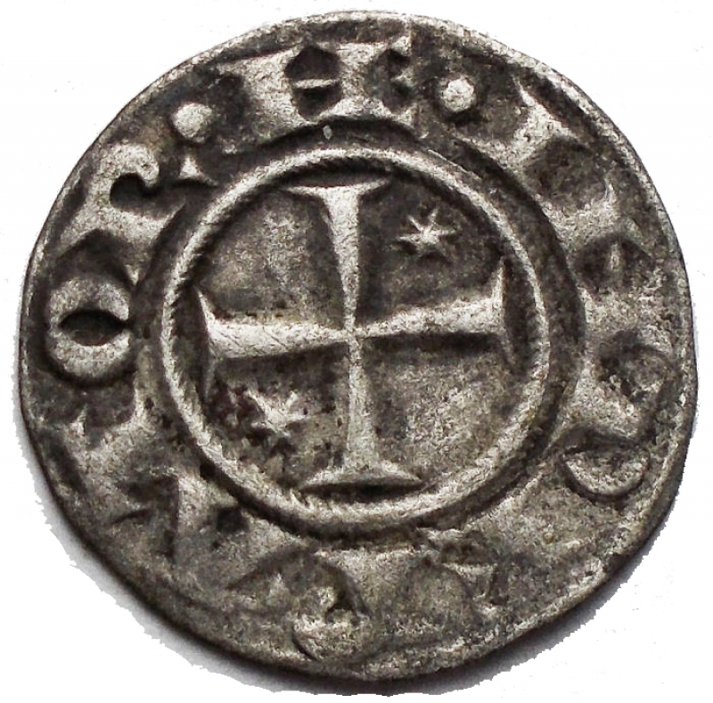 reverse: Brindisi. Enrico VI (1190-1198) Denaro. D/ AP. R/ Croce. Sp. 30. MI. g 0.77. mm 16,53