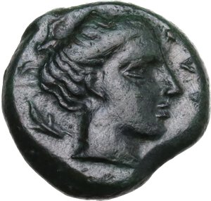 obverse: Syracuse.  Second Democracy.. AE Tetras or Trionkion, c. 435-415 BC