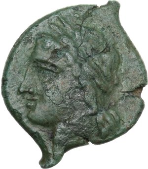 obverse: Syracuse.  Hiketas II (287-278 BC).. AE Litra, c. 283-279 BC