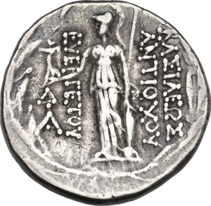 reverse: Kings of Cappadocia.  Ariarathes VI, Epiphanes Philopator (130-116 BC).. AR Tetradrachm in the name and type of Antiochos VII Euergetes