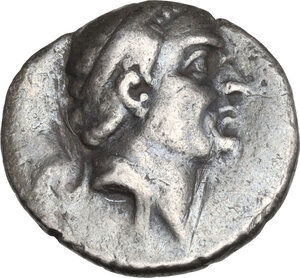 obverse: Kings of Cappadocia.  Ariobarzanes I, Philoromaios (96-63 BC).. AR Drachm, Mint A (Eusebeia-Mazaka), dated RY 14 (82/1 BC)