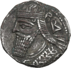 obverse: Kings of Parthia.  Vologases VI (208-228 AD. ).. Bi Tetradrachm. Seleukeia on the Tigris mint. Dated Seleukid Era Diou 465 (October, 153 AD)