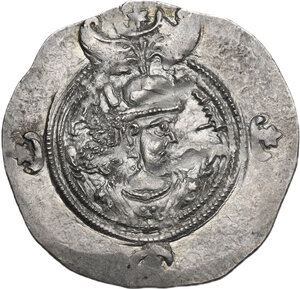 obverse: Sasanian Kings.  Khusro II (591-628).. AR Drachm. BYSh mint, year 12