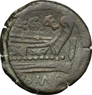 reverse: A. Caecilius.. AE As, c. 169-158 BC