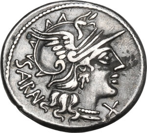 obverse: M. Atilius Saranus.. AR Denarius, 148 BC