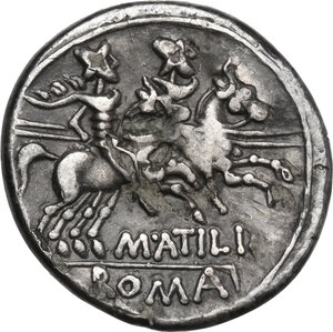 reverse: M. Atilius Saranus.. AR Denarius, 148 BC