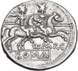 reverse: Q. Marcius Libo. Denarius, Rome mint, 148 BC