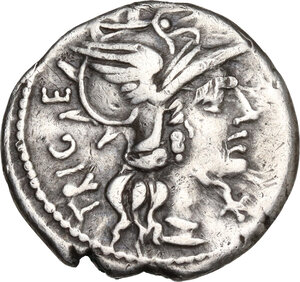 obverse: C. Curiatius Trigeminus.. AR Denarius, 142 BC