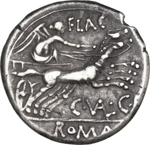 reverse: C. Valerius C.f. Flaccus.. AR Denarius, 140 BC