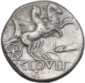 reverse: T. Cloelius. AR Denarius, 128 BC