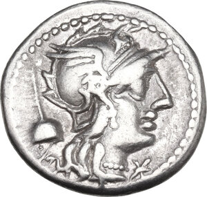 obverse: L. Manlius Torquatus.. AR Denarius, mint moving with Sulla, 82 BC