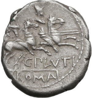 reverse: C. Plutius.. AR Denarius, 121 BC