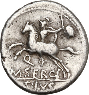 reverse: M. Sergius Silus.. AR Denarius, 116 or 115 BC