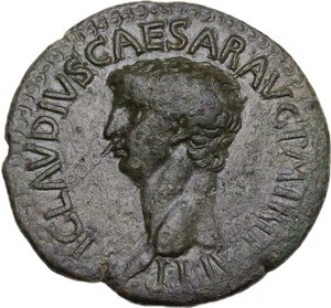 obverse: Claudius (41-54).. AE Dupondius, 50-54