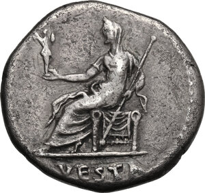 reverse: Julia Titi, daughter of Titus (died 90 AD). . AR Cistophorus, Ephesus mint (or Rome for circulation in Asia). Struck under Domitian, 82 AD