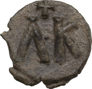 reverse: Leo V the Armenian, with Constantine (813-820). AE Follis, Syracuse mint