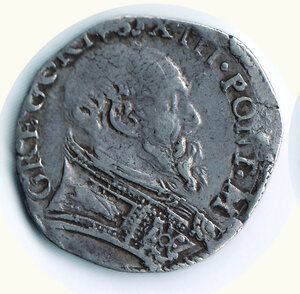 obverse: ROMA - Gregorio XIII - Testone 1575 - Porta santa.