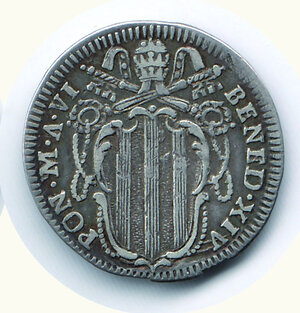 reverse: ROMA - Benedetto XIV - Grosso A. VI (1746).