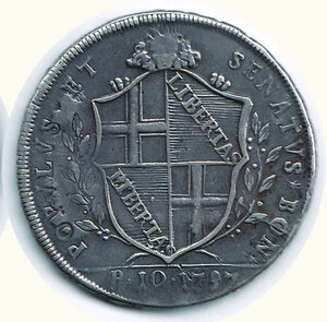 reverse: BOLOGNA - Gov. Provvisorio - Scudo  da 10 Paoli 1797; D/ FT anziché ET,  senza punto dopo ET.
