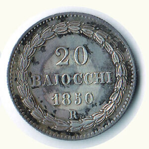 reverse: ROMA - Pio IX - 20 Baiocchi 1850 - Fondi lucenti su riposata patina.