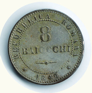 reverse: ROMA - II REPUBBLICA Romana 1849 - 8 Baiocchi - Piccola debolezza centrale da conio - Argentatura completa.