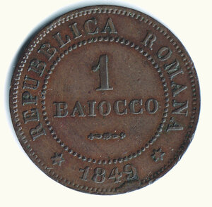 obverse: ROMA - II Repubblica romana - 1 Baiocco 1849