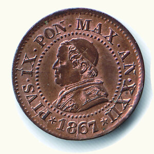 obverse: ROMA - Pio IX - 1 Centesimo 1867.