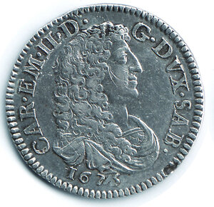 obverse: SAVOIA - Carlo Emanuele II - Lira nuova 1675