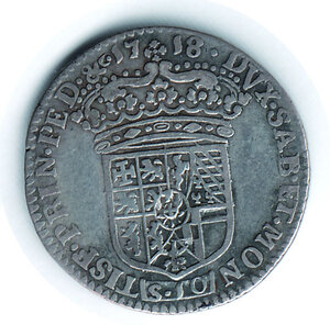 reverse: SAVOIA - Vittorio Amedeo II - Mezza Lira 1718