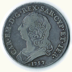 obverse: CARLO EMANUELE III - ½ Scudo da 3 Lire 1757.