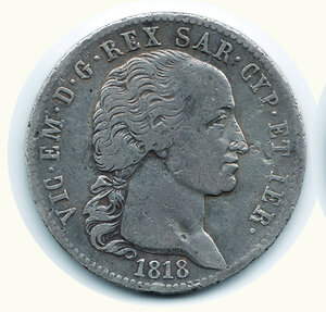 obverse: VITTORIO EMANUELE I (1802-1821) - 5 Lire 1818.