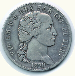 obverse: VITTORIO EMANUELE I - 5 Lire 1820.