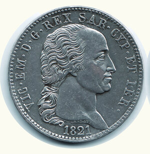 obverse: VITTORIO EMANUELE I - 5 Lira 1821