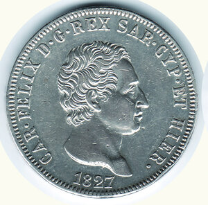 obverse: CARLO FELICE -5 Lire 1827 Ge