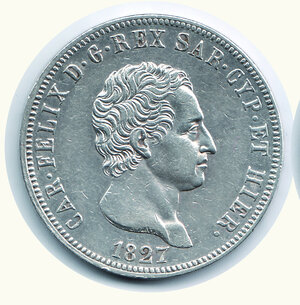 obverse: CARLO FELICE - 5 Lire 1827 - Torino - Pagani 73