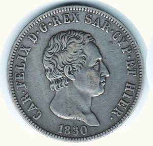 obverse: CARLO FELICE -5 Lire 1830 Ge.