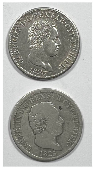 obverse: CARLO FELICE - 50 Centesimi 1823 e 1826