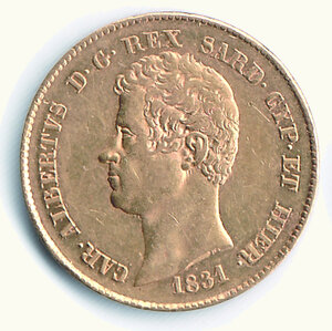 obverse: CARLO ALBERTO - 20 Lire 1831 - Genova