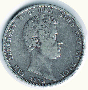 obverse: CARLO ALBERTO - 5 Lire 1832 To.