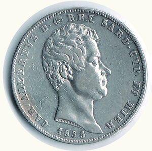 obverse: CARLO ALBERTO - 5 Lire 1835 Ge.